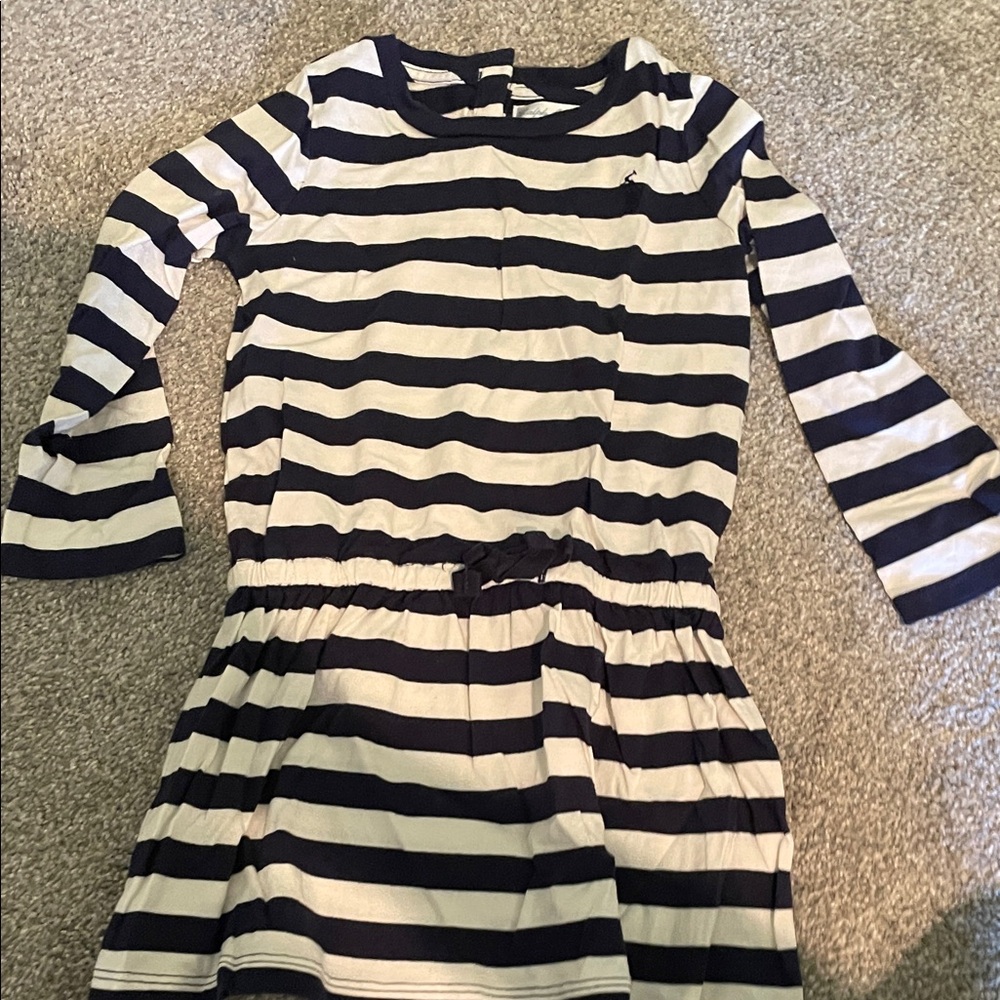 Ralph Lauren sz 24 month Girls Navy and White Striped Long Sleeve Dress